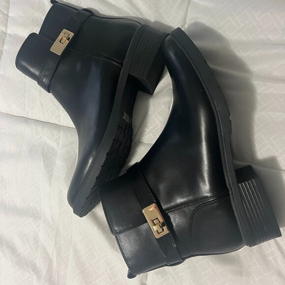 Giani Bernini Becca Black Faux Leather Womens Ankle Boots Size 9M - Picture 1 of 4